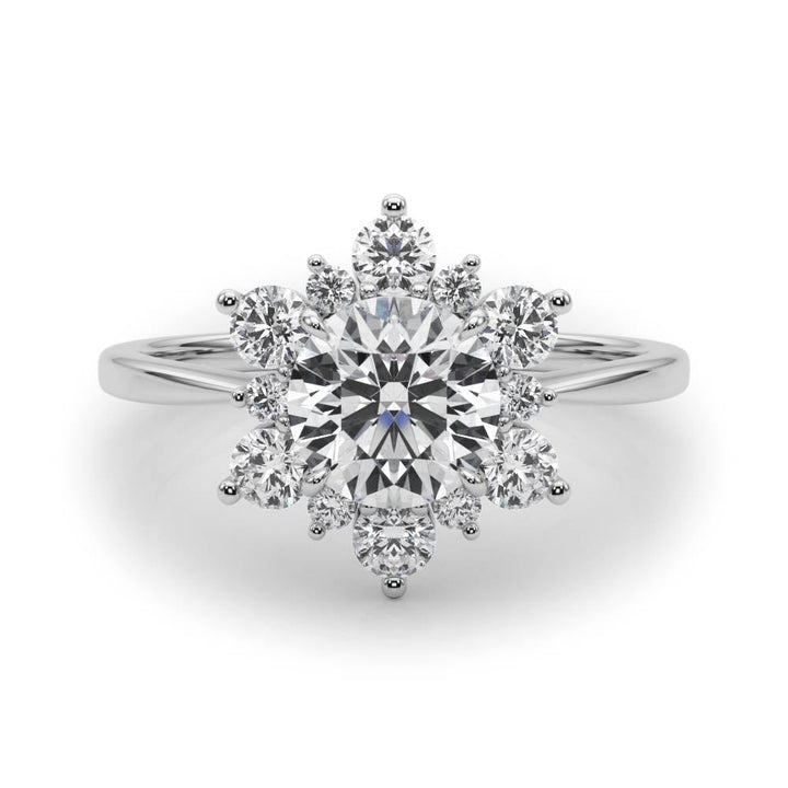 1.00CT 14K Gold Floral Cluster Halo Engagement Ring - Engagement rings - Design Jewellers Edmonton