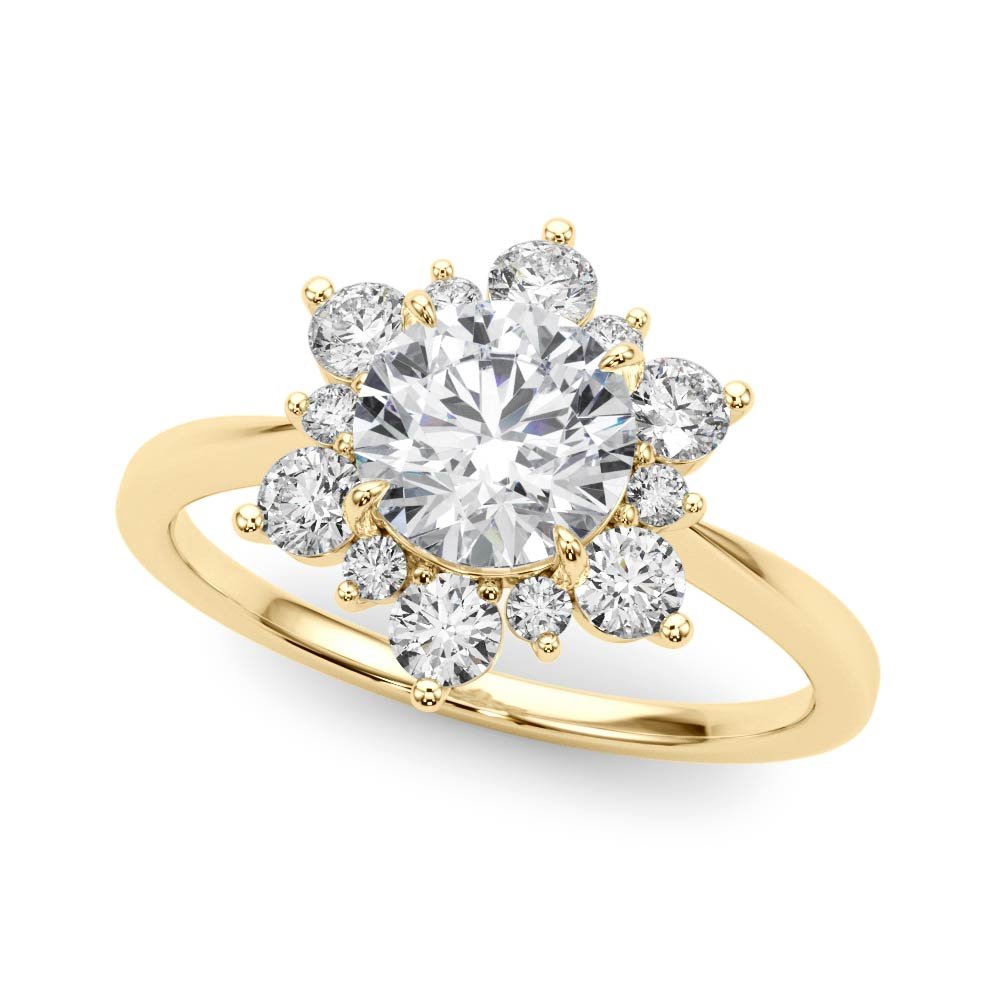 1.00CT 14K Gold Floral Cluster Halo Engagement Ring - Engagement rings - Design Jewellers Edmonton
