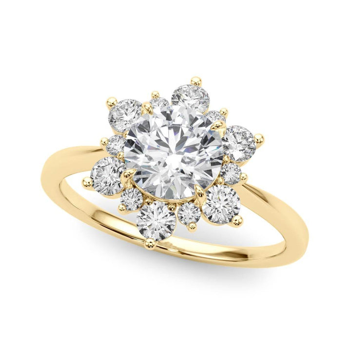 1.00CT 14K Gold Floral Cluster Halo Engagement Ring - Engagement rings - Design Jewellers Edmonton