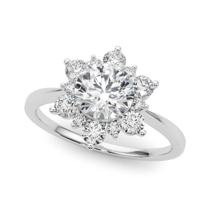 1.00CT 14K Gold Floral Cluster Halo Engagement Ring - Engagement rings - Design Jewellers Edmonton