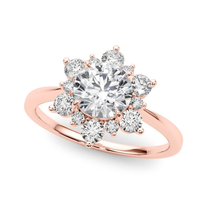 1.00CT 14K Gold Floral Cluster Halo Engagement Ring - Engagement rings - Design Jewellers Edmonton