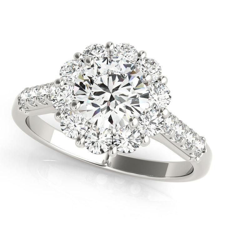1.00CT 14K Gold Floral Cluster Halo Engagement Ring - Engagement rings - Design Jewellers Edmonton