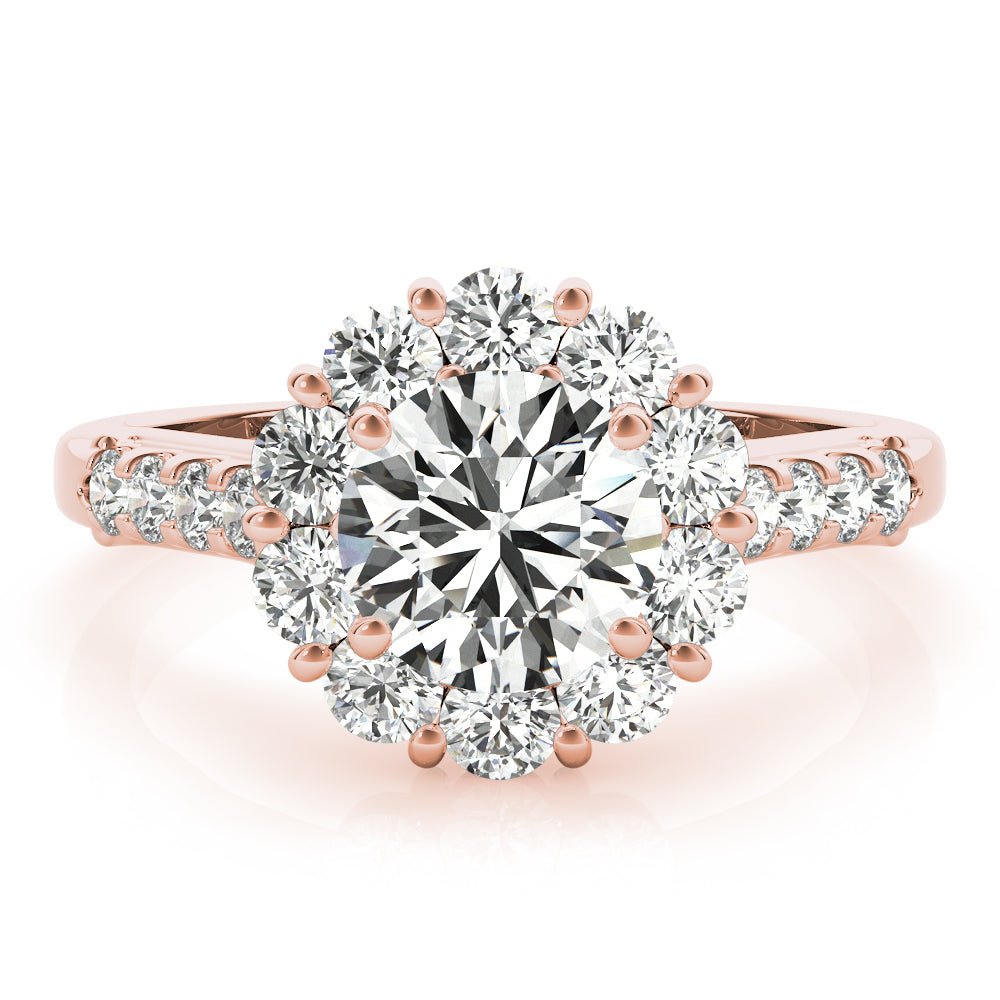 1.00CT 14K Gold Floral Cluster Halo Engagement Ring - Engagement rings - Design Jewellers Edmonton