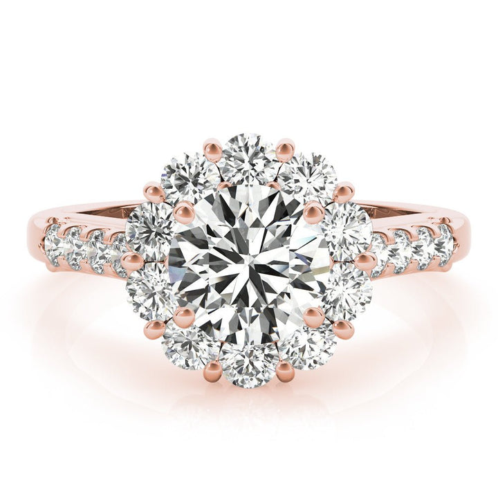 1.00CT 14K Gold Floral Cluster Halo Engagement Ring - Engagement rings - Design Jewellers Edmonton