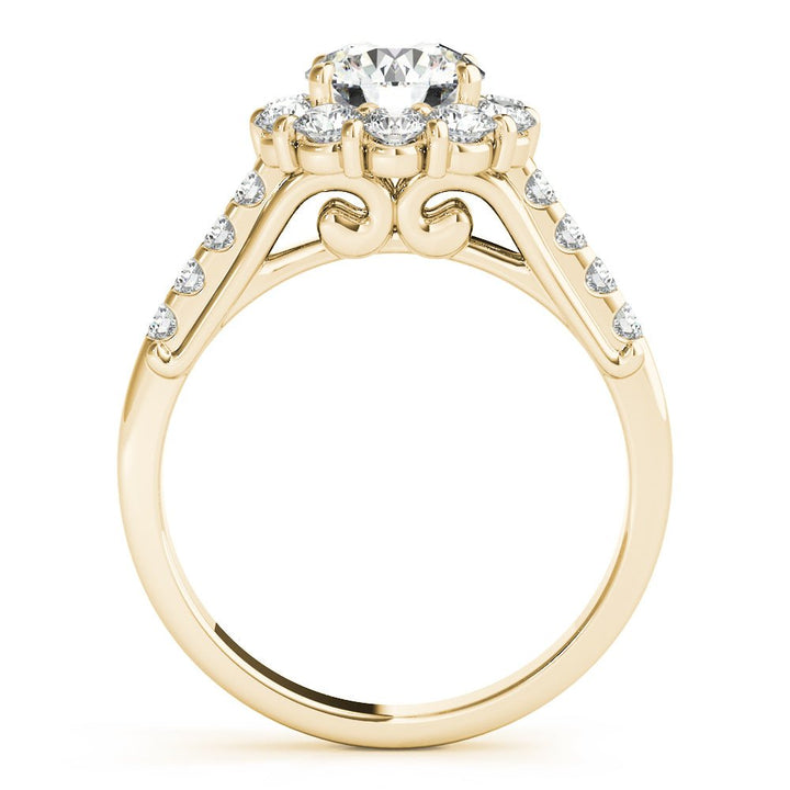 1.00CT 14K Gold Floral Cluster Halo Engagement Ring - Engagement rings - Design Jewellers Edmonton