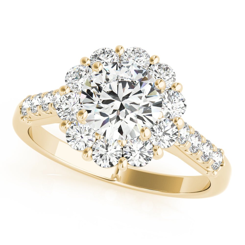 1.00CT 14K Gold Floral Cluster Halo Engagement Ring - Engagement rings - Design Jewellers Edmonton