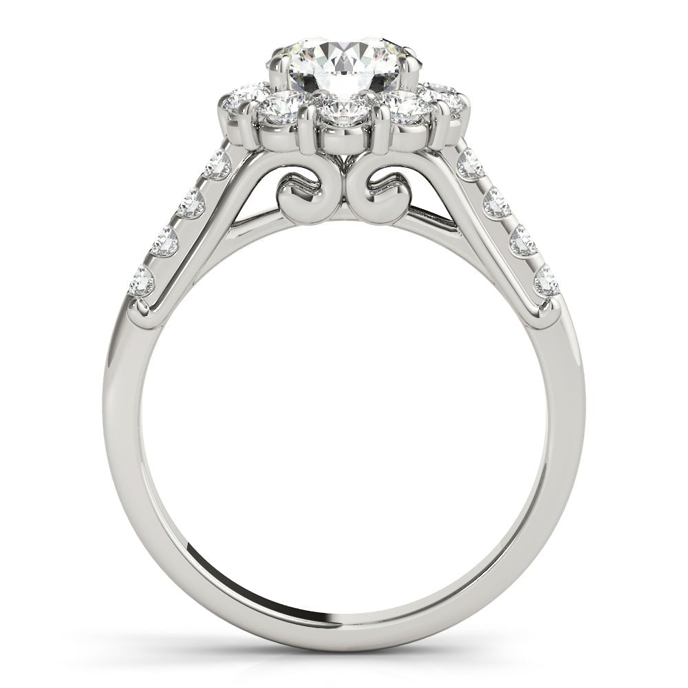 1.00CT 14K Gold Floral Cluster Halo Engagement Ring - Engagement rings - Design Jewellers Edmonton