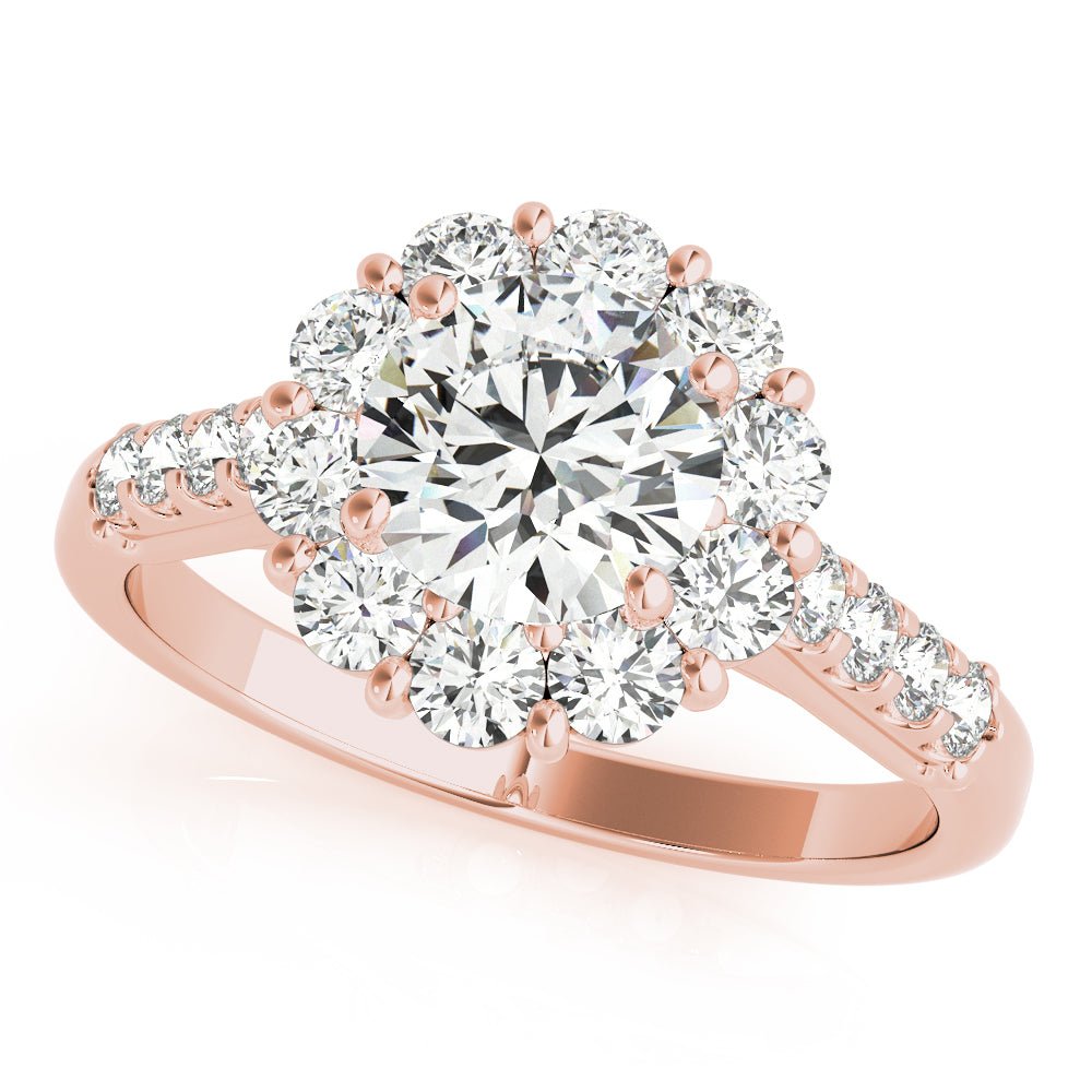 1.00CT 14K Gold Floral Cluster Halo Engagement Ring - Engagement rings - Design Jewellers Edmonton