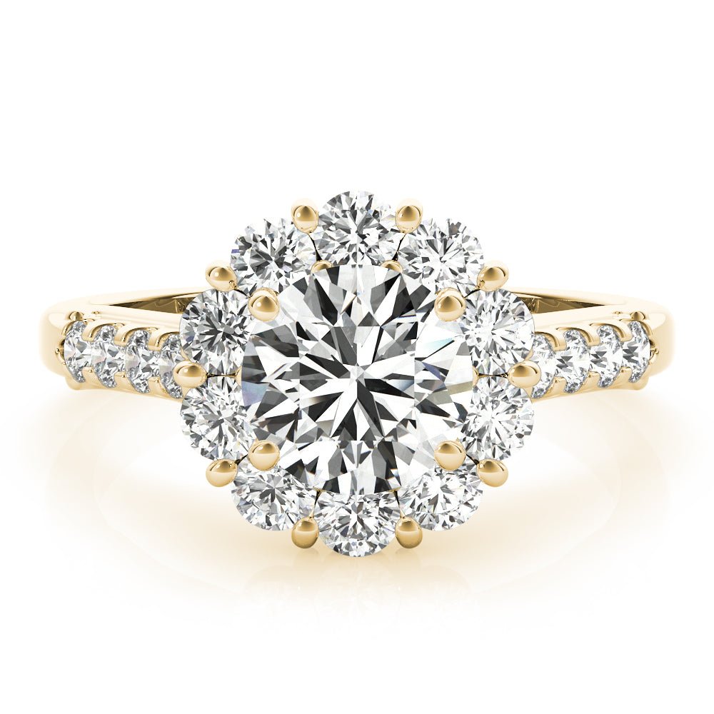 1.00CT 14K Gold Floral Cluster Halo Engagement Ring - Engagement rings - Design Jewellers Edmonton