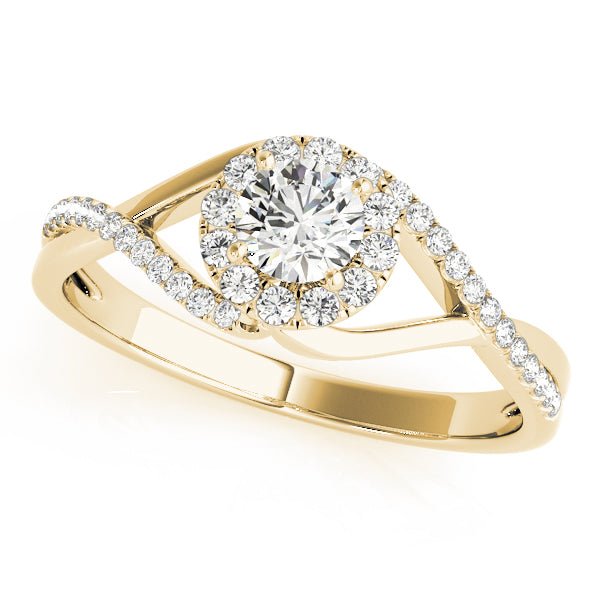 1.00CT 14K Gold Modern Twisted Halo Engagement Ring - Engagement rings - Design Jewellers Edmonton