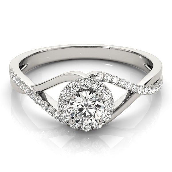 1.00CT 14K Gold Modern Twisted Halo Engagement Ring - Engagement rings - Design Jewellers Edmonton
