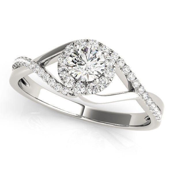 1.00CT 14K Gold Modern Twisted Halo Engagement Ring - Engagement rings - Design Jewellers Edmonton