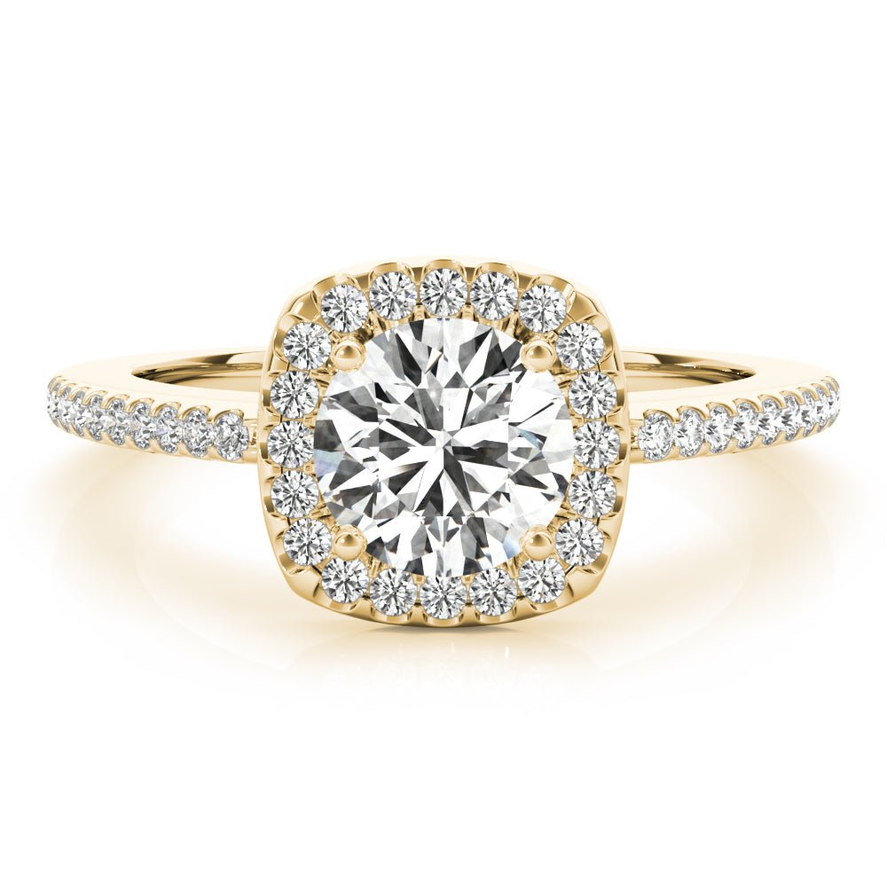 1.00CT 14K Gold Petite Cushion Halo Engagement Ring - Engagement rings - Design Jewellers Edmonton