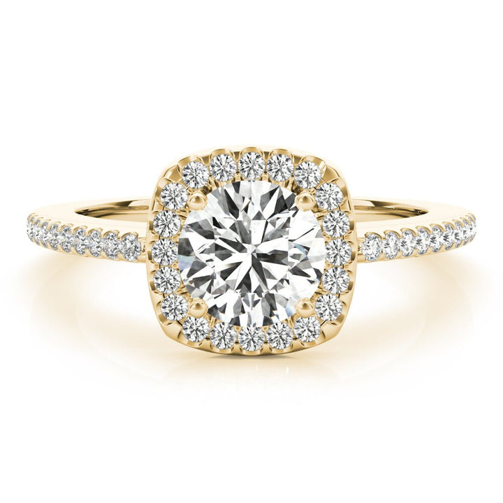 1.00CT 14K Gold Petite Cushion Halo Engagement Ring - Engagement rings - Design Jewellers Edmonton