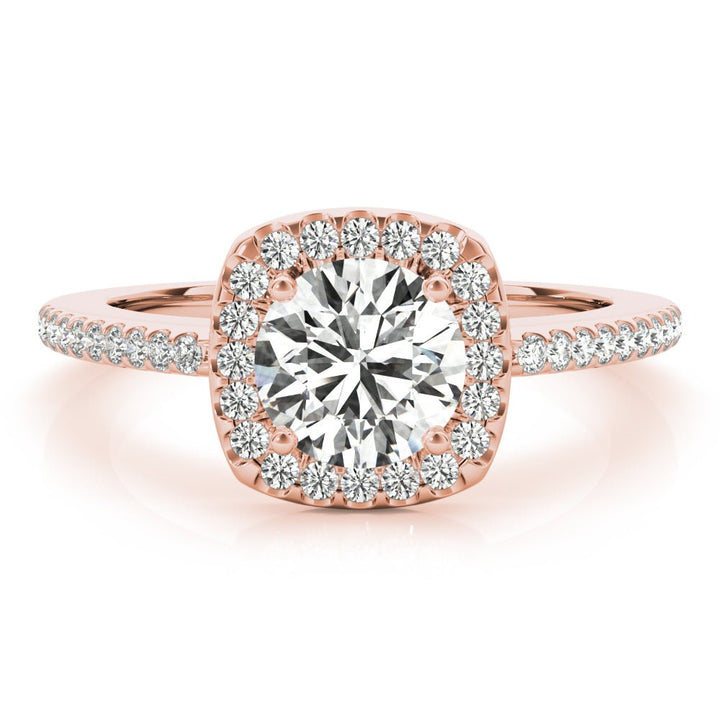 1.00CT 14K Gold Petite Cushion Halo Engagement Ring - Engagement rings - Design Jewellers Edmonton