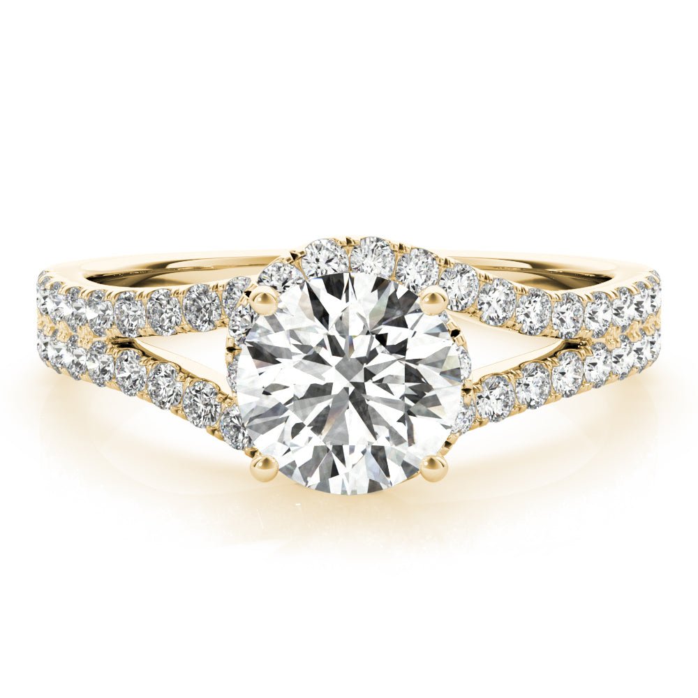1.00CT 14K Gold Round Engagement Ring Split Shank with Diamond Accents - Engagement rings - Design Jewellers Edmonton