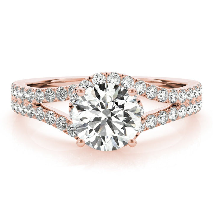 1.00CT 14K Gold Round Engagement Ring Split Shank with Diamond Accents - Engagement rings - Design Jewellers Edmonton