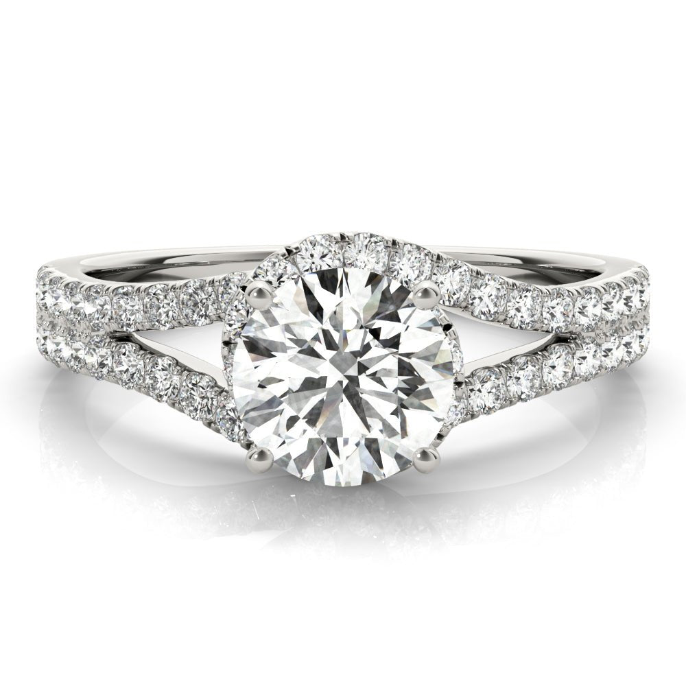 1.00CT 14K Gold Round Engagement Ring Split Shank with Diamond Accents - Engagement rings - Design Jewellers Edmonton