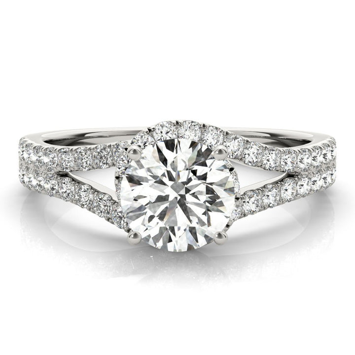 1.00CT 14K Gold Round Engagement Ring Split Shank with Diamond Accents - Engagement rings - Design Jewellers Edmonton