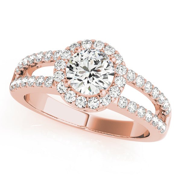 1.00CT 14K Gold Split - Shank Halo Engagement Ring - Engagement rings - Design Jewellers Edmonton