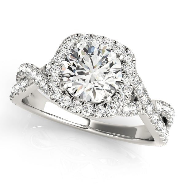 1.00CT 14K Gold Twisted Halo Engagement Ring