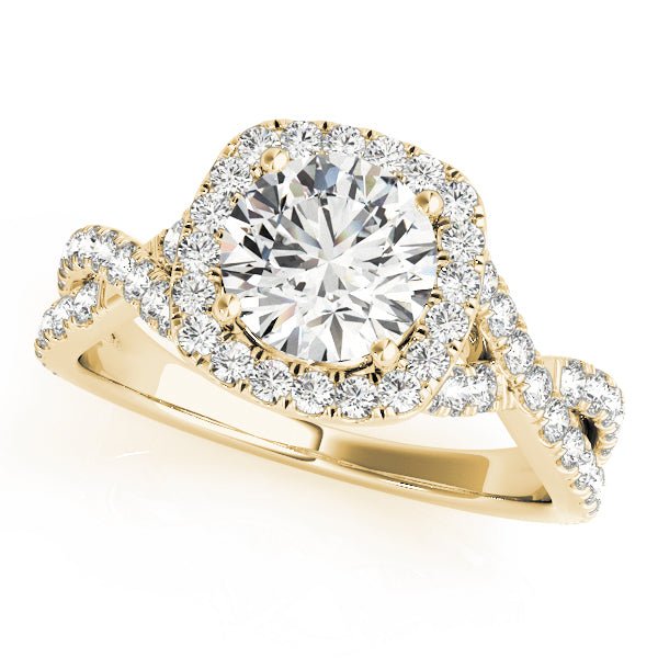 1.00CT 14K Gold Twisted Halo Engagement Ring - Engagement rings - Design Jewellers Edmonton