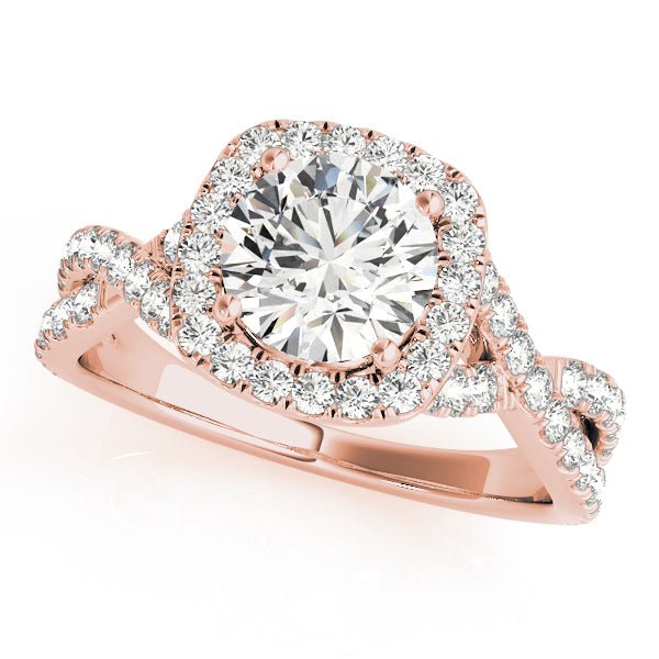 1.00CT 14K Gold Twisted Halo Engagement Ring - Engagement rings - Design Jewellers Edmonton