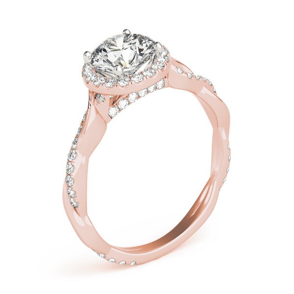 1.00CT 14K Gold Twisted Shank Halo Engagement Ring - Engagement rings - Design Jewellers Edmonton