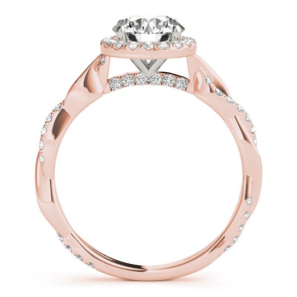 1.00CT 14K Gold Twisted Shank Halo Engagement Ring - Engagement rings - Design Jewellers Edmonton