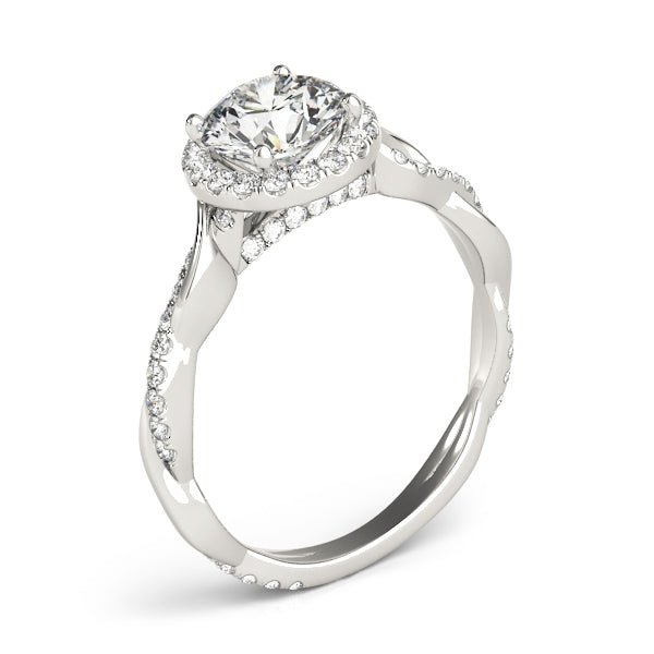 1.00CT 14K Gold Twisted Shank Halo Engagement Ring - Engagement rings - Design Jewellers Edmonton