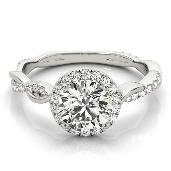 1.00CT 14K Gold Twisted Shank Halo Engagement Ring - Engagement rings - Design Jewellers Edmonton