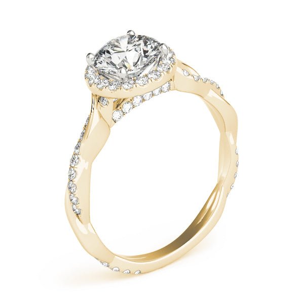 1.00CT 14K Gold Twisted Shank Halo Engagement Ring - Engagement rings - Design Jewellers Edmonton
