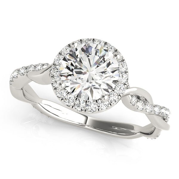 1.00CT 14K Gold Twisted Shank Halo Engagement Ring