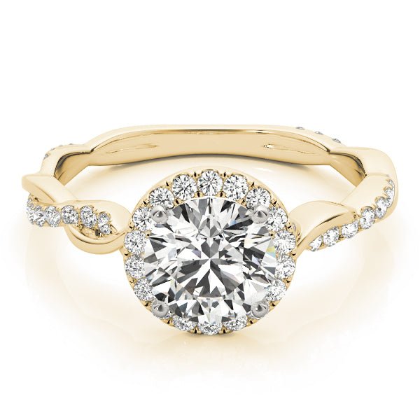 1.00CT 14K Gold Twisted Shank Halo Engagement Ring - Engagement rings - Design Jewellers Edmonton