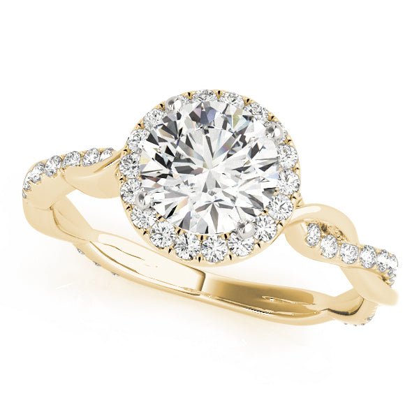 1.00CT 14K Gold Twisted Shank Halo Engagement Ring - Engagement rings - Design Jewellers Edmonton