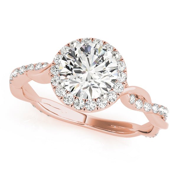1.00CT 14K Gold Twisted Shank Halo Engagement Ring - Engagement rings - Design Jewellers Edmonton
