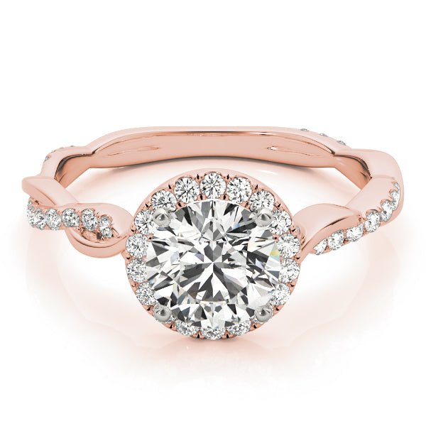 1.00CT 14K Gold Twisted Shank Halo Engagement Ring - Engagement rings - Design Jewellers Edmonton