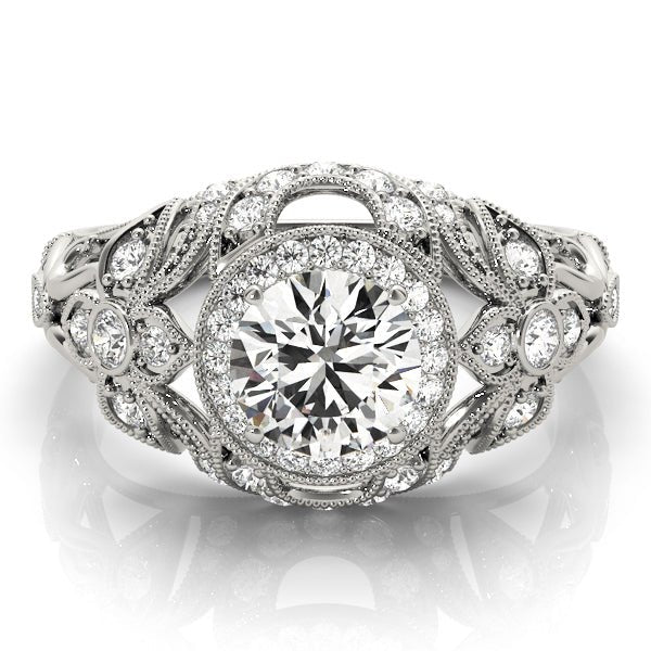 1.00CT 14K Gold Vintage Floral Filigree Halo Engagement Ring - Engagement rings - Design Jewellers Edmonton