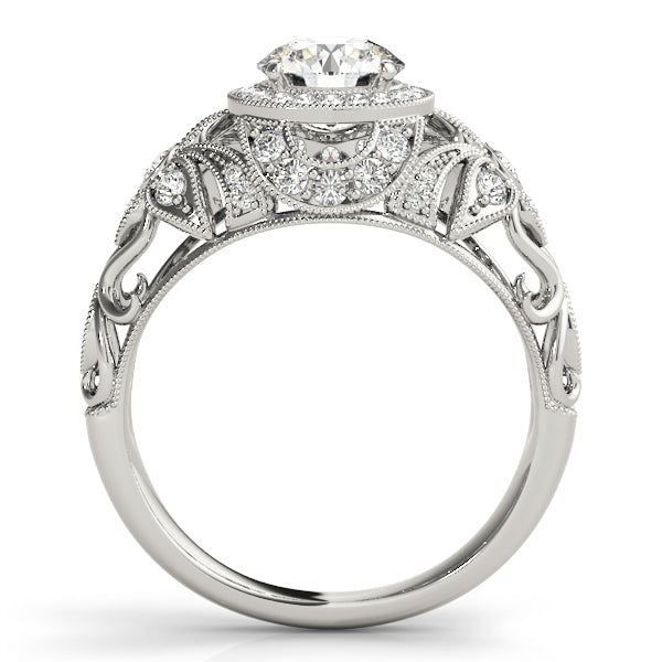 1.00CT 14K Gold Vintage Floral Filigree Halo Engagement Ring - Engagement rings - Design Jewellers Edmonton