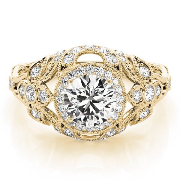 1.00CT 14K Gold Vintage Floral Filigree Halo Engagement Ring - Engagement rings - Design Jewellers Edmonton