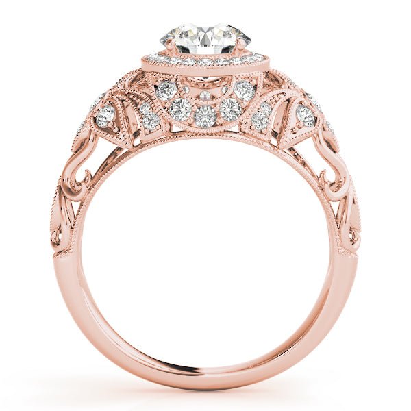 1.00CT 14K Gold Vintage Floral Filigree Halo Engagement Ring - Engagement rings - Design Jewellers Edmonton