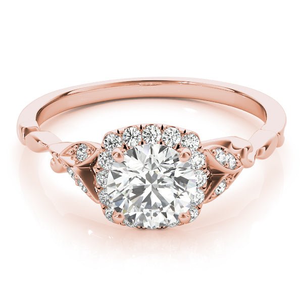 1.00CT 14K Gold Vintage Floral Halo Engagement Ring - Engagement rings - Design Jewellers Edmonton