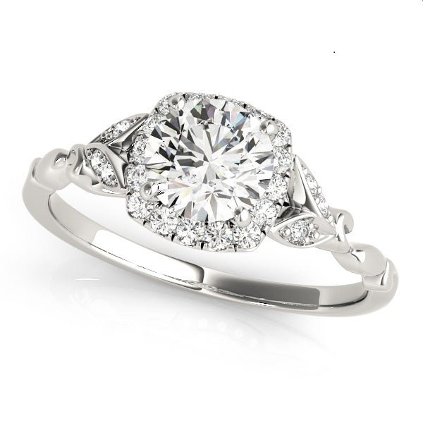 1.00CT 14K Gold Vintage Floral Halo Engagement Ring - Engagement rings - Design Jewellers Edmonton