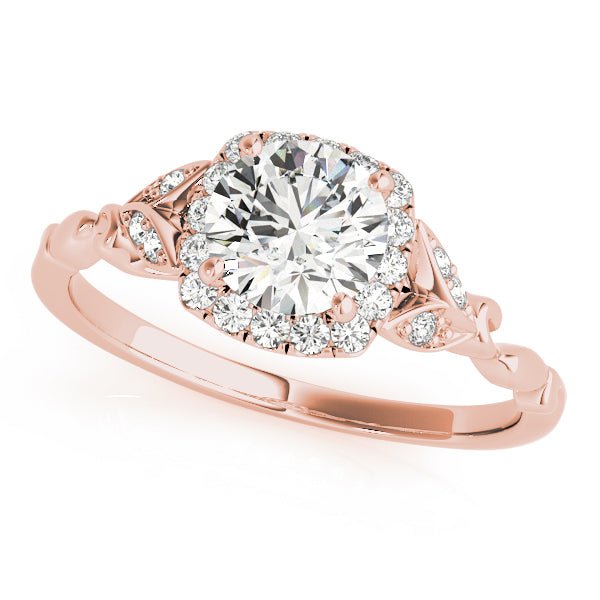 1.00CT 14K Gold Vintage Floral Halo Engagement Ring - Engagement rings - Design Jewellers Edmonton
