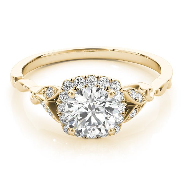 1.00CT 14K Gold Vintage Floral Halo Engagement Ring - Engagement rings - Design Jewellers Edmonton