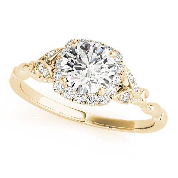 1.00CT 14K Gold Vintage Floral Halo Engagement Ring - Engagement rings - Design Jewellers Edmonton