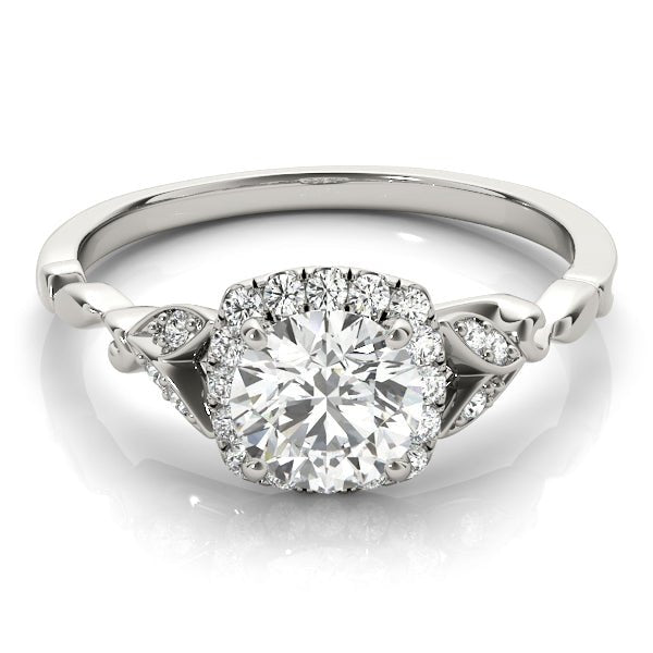 1.00CT 14K Gold Vintage Floral Halo Engagement Ring - Engagement rings - Design Jewellers Edmonton