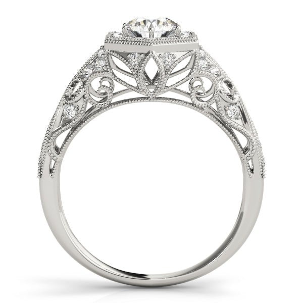 1.00CT 14K Gold Vintage Hexagon Halo Engagement Ring - Engagement rings - Design Jewellers Edmonton