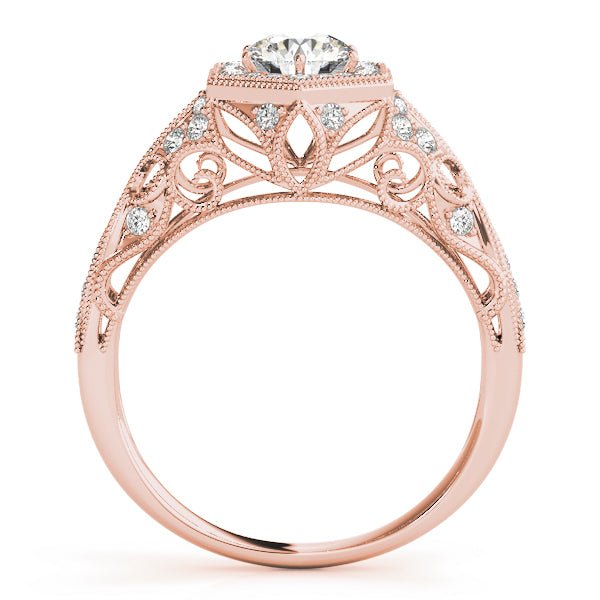 1.00CT 14K Gold Vintage Hexagon Halo Engagement Ring - Engagement rings - Design Jewellers Edmonton