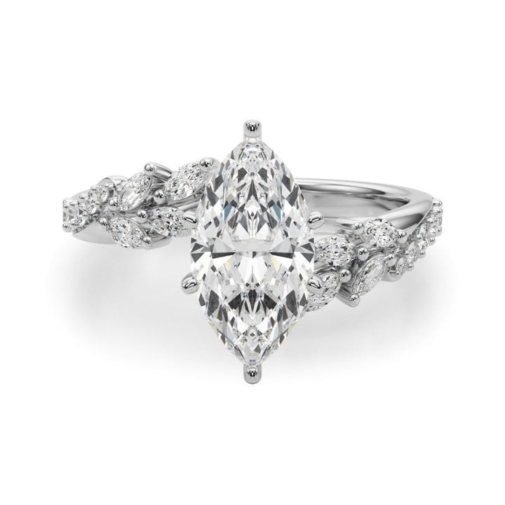 1.00CT 14K Marquise Cut Contrasting Vine Diamond Ring - Engagement rings - Design Jewellers Edmonton